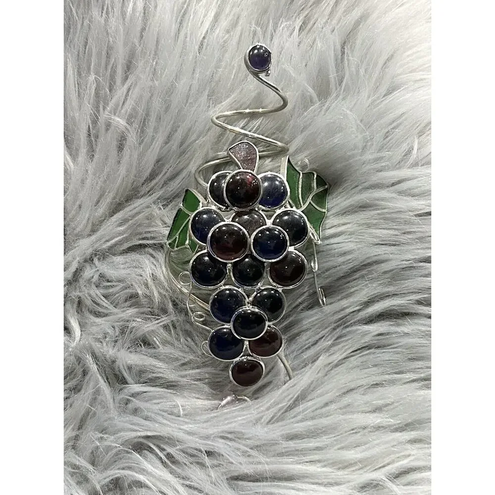 Stained‎ Glass Wine Bottle Collar. Gift. Grape Cluster. Wine Bottle Decor.